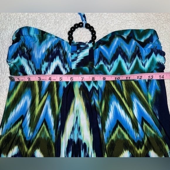 Valerie Bertinelli Boho Chevron Multicolor Maxi Dress Built In Bra Woman Size 6 - Picture 7 of 9
